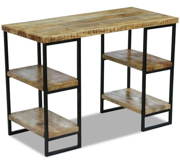 VidaXL Mangófa Íróasztal Polcokkal - 110x50x76 cm