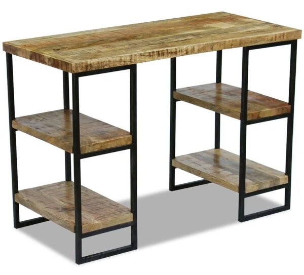 VidaXL Mangófa Íróasztal Polcokkal - 110x50x76 cm