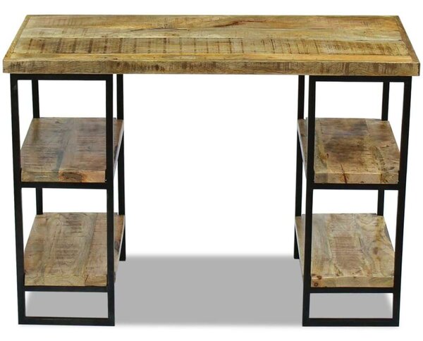 VidaXL Mangófa Íróasztal Polcokkal - 110x50x76 cm