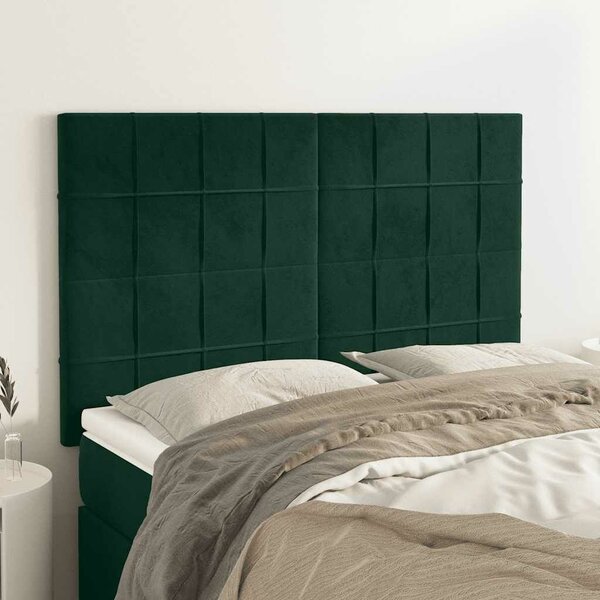 VidaXL 4 db sötétzöld bársony fejtámla 72 x 5 x 78/88 cm