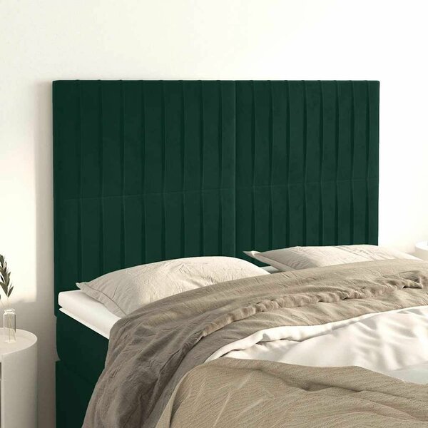 VidaXL 4 db sötétzöld bársony fejtámla 72 x 5 x 78/88 cm