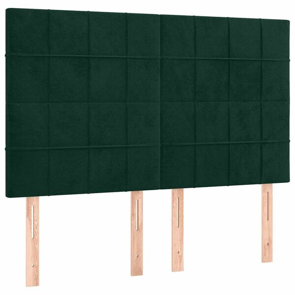 VidaXL 4 db sötétzöld bársony fejtámla 72 x 5 x 78/88 cm