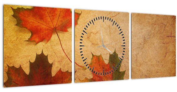 Őszi motívumú kép (órával) (90x30 cm)