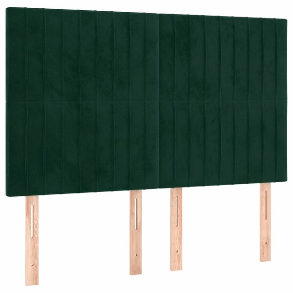 VidaXL 4 db sötétzöld bársony fejtámla 72 x 5 x 78/88 cm