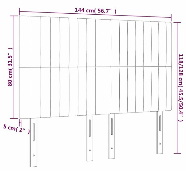VidaXL 4 db sötétzöld bársony fejtámla 72 x 5 x 78/88 cm