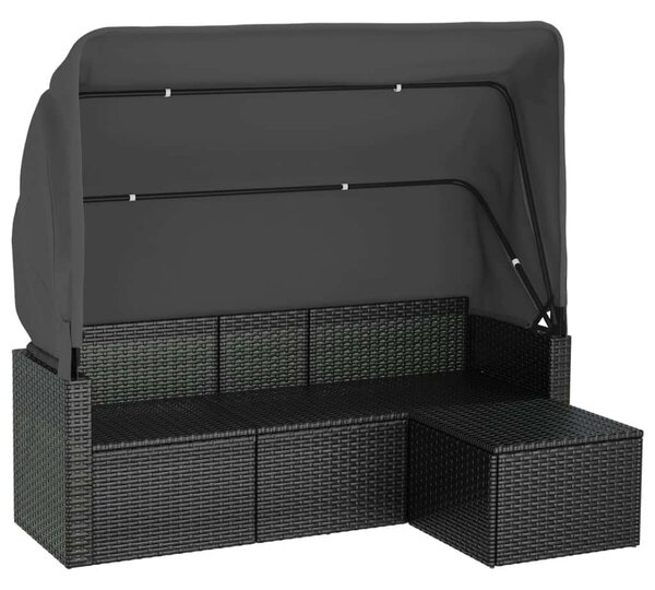 VidaXL 3-személyes Polyrattan Kerti Kanapé - Fekete