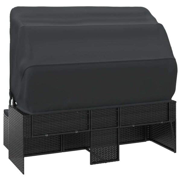VidaXL 3-személyes Polyrattan Kerti Kanapé - Fekete