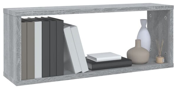 4 db szürke sonoma színű szerelt fa fali kockapolc 60x15x23 cm