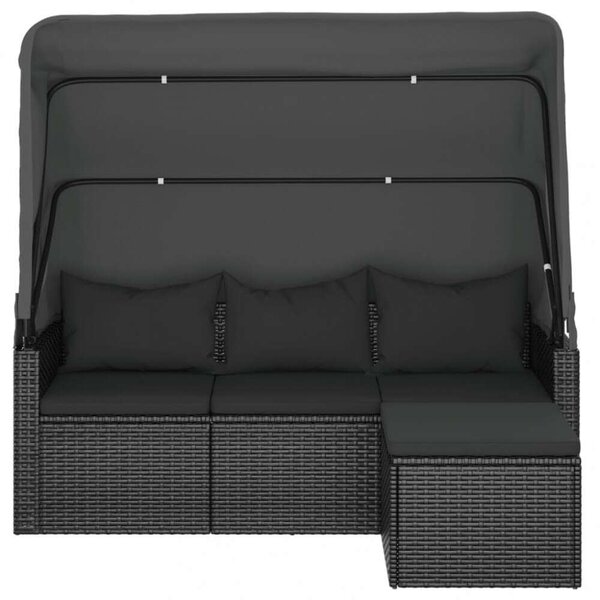 VidaXL 3-személyes Polyrattan Kerti Kanapé - Fekete