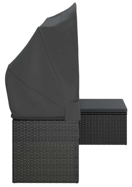 VidaXL 3-személyes Polyrattan Kerti Kanapé - Fekete