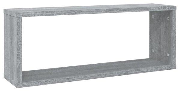 4 db szürke sonoma színű szerelt fa fali kockapolc 60x15x23 cm