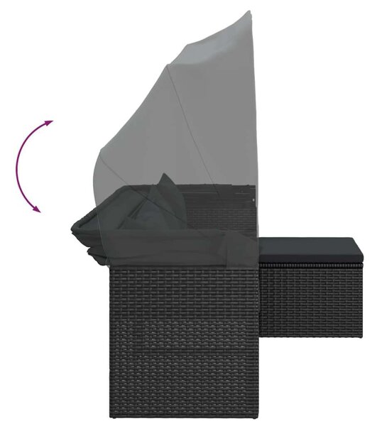 VidaXL 3-személyes Polyrattan Kerti Kanapé - Fekete