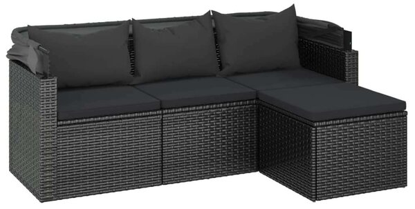 VidaXL 3-személyes Polyrattan Kerti Kanapé - Fekete
