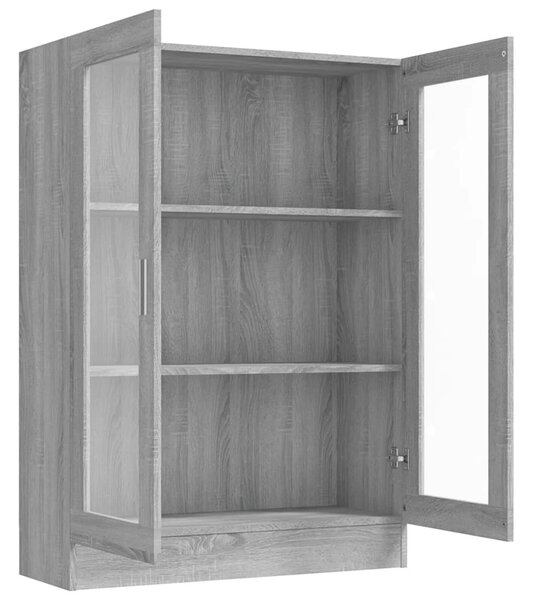 Szürke sonoma színű szerelt fa vitrinszekrény 82,5x30,5x115 cm
