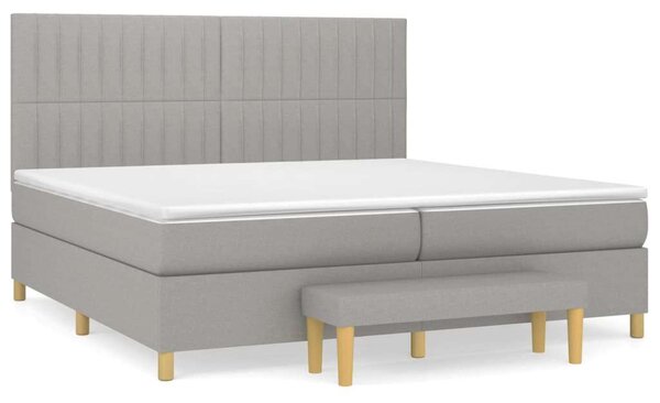VidaXL Szövet Ágy 200x200 cm - Zsebrugós Matraccal és Padlólappal