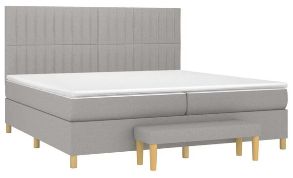 VidaXL Szövet Ágy 200x200 cm - Zsebrugós Matraccal és Padlólappal