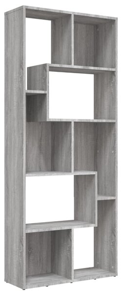 Szürke sonoma színű szerelt fa könyvszekrény 67 x 24 x 161 cm
