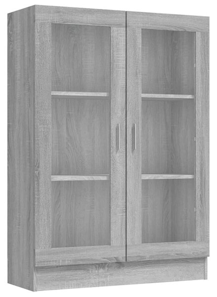 Szürke sonoma színű szerelt fa vitrinszekrény 82,5x30,5x115 cm