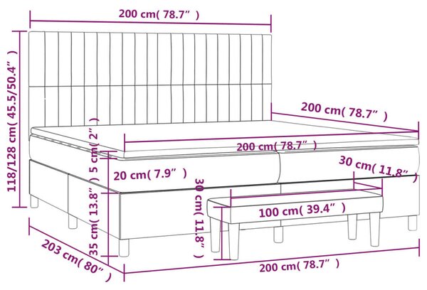 VidaXL Szövet Ágy 200x200 cm - Zsebrugós Matraccal és Padlólappal
