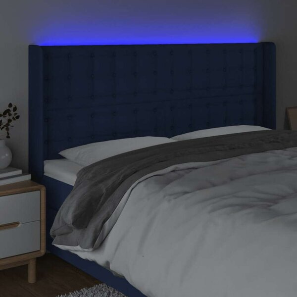 VidaXL kék szövet LED-es fejtámla 163x16x118/128 cm