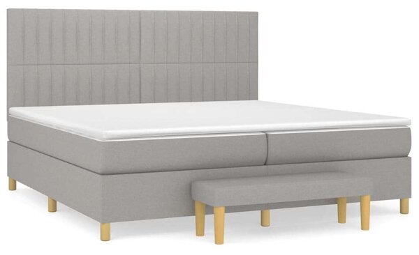 VidaXL Szövet Ágy 200x200 cm - Zsebrugós Matraccal és Padlólappal