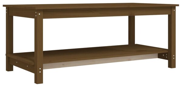 Mézbarna tömör fenyőfa dohányzóasztal 110 x 55 x 45 cm