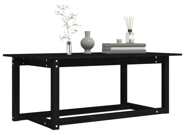 Fekete tömör fenyőfa dohányzóasztal 110 x 55 x 45 cm