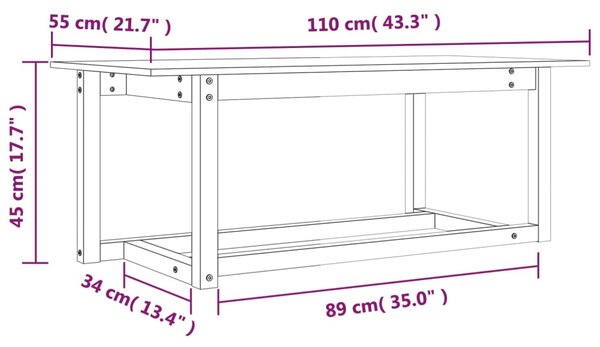 Mézbarna tömör fenyőfa dohányzóasztal 110 x 55 x 45 cm