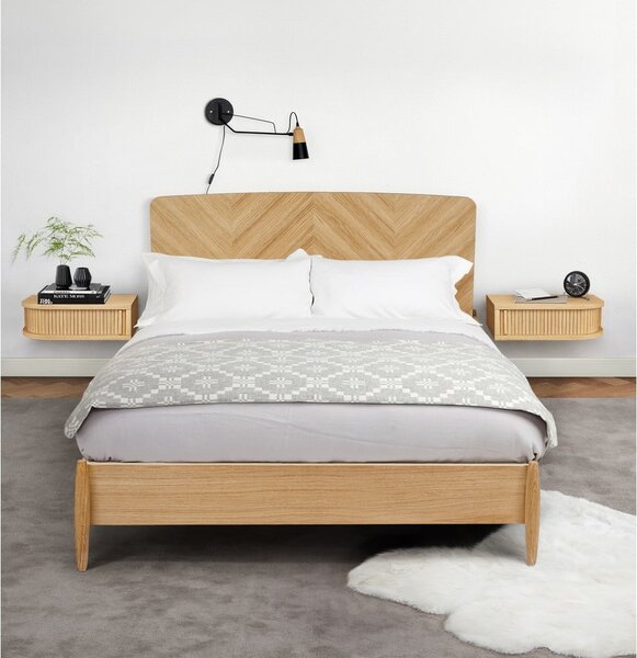 Natúr színű éjjeliszekrény tölgyfa dekorral Farsta – Woodman