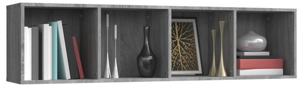 Szürke sonoma színű szerelt fa könyv-/TV-szekrény 143x30x36 cm