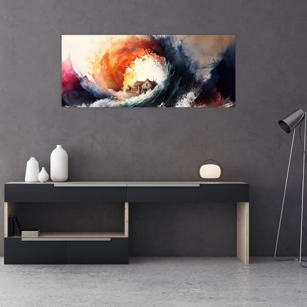 Kép - Az árvíz örvényében, akvarell (120x50 cm)