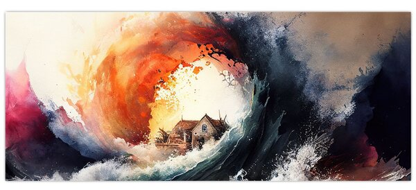 Kép - Az árvíz örvényében, akvarell (120x50 cm)