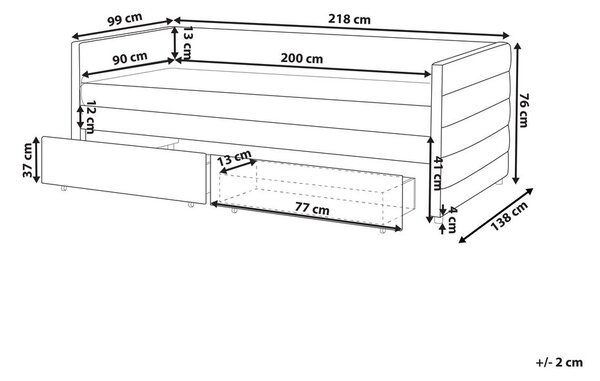 Ágyneműtartós heverő Bársony MARRAY 90 x 200 cm Mentazöld