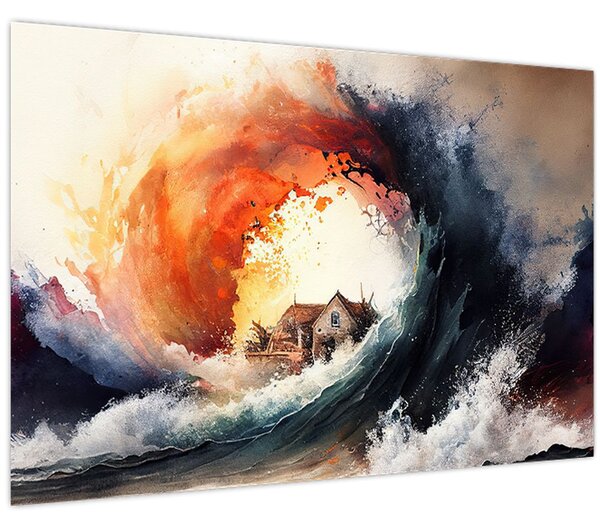 Kép - Az árvíz örvényében, akvarell (90x60 cm)