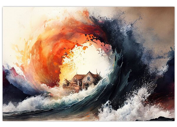 Kép - Az árvíz örvényében, akvarell (90x60 cm)