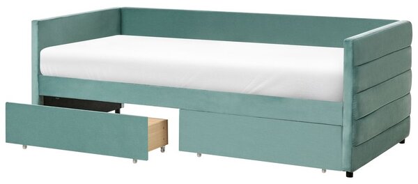 Ágyneműtartós heverő Bársony MARRAY 90 x 200 cm Mentazöld