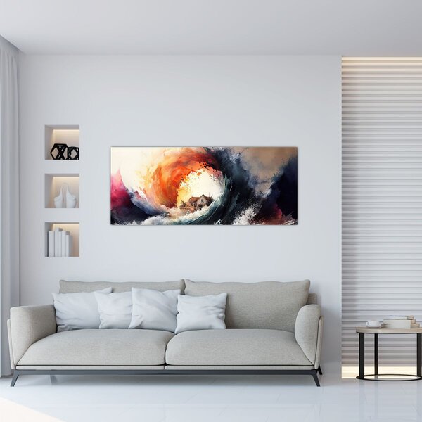 Kép - Az árvíz örvényében, akvarell (120x50 cm)