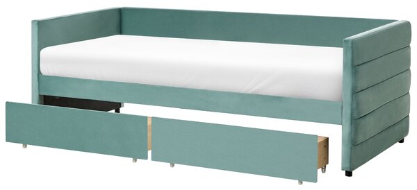 Ágyneműtartós heverő Bársony MARRAY 90 x 200 cm Mentazöld