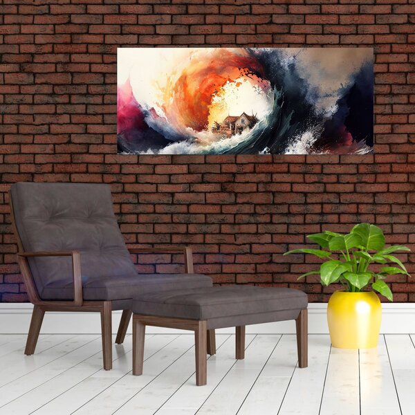 Kép - Az árvíz örvényében, akvarell (120x50 cm)