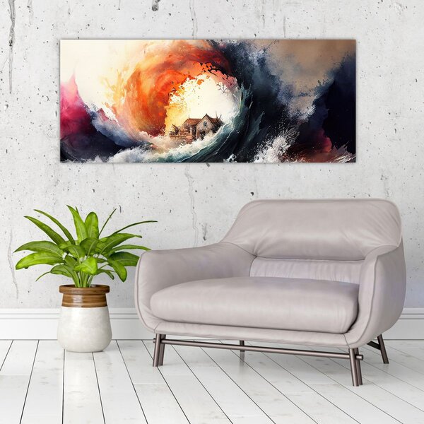 Kép - Az árvíz örvényében, akvarell (120x50 cm)