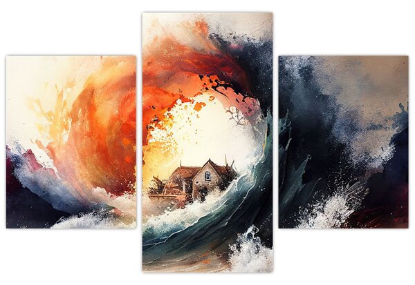 Kép - Az árvíz örvényében, akvarell (90x60 cm)