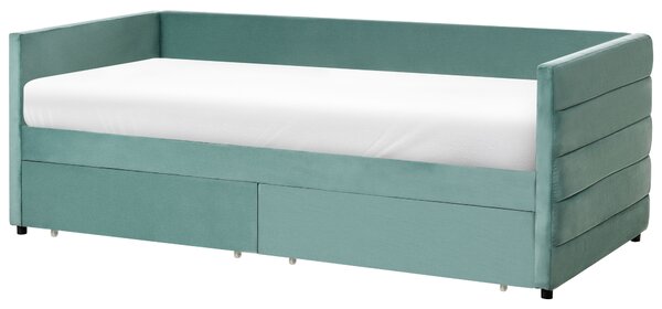 Ágyneműtartós heverő Bársony MARRAY 90 x 200 cm Mentazöld