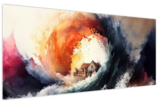 Kép - Az árvíz örvényében, akvarell (120x50 cm)