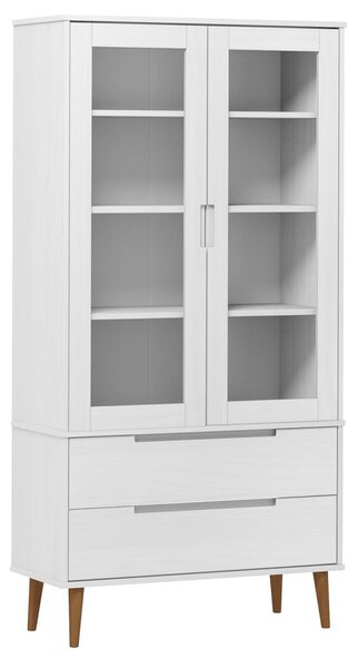 MOLDE fehér tömör fenyőfa vitrin szekrény 90 x 35 x 175 cm