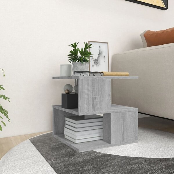 Szürke sonoma színű szerelt fa kisasztal 40 x 40 x 40 cm
