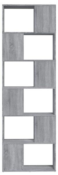 Szürke sonoma színű térelválasztó könyvszekrény 60x24x186 cm