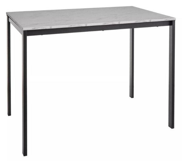 Fekete étkezőasztal RAMOD 100x60 cm, fehér márvány dekoráció