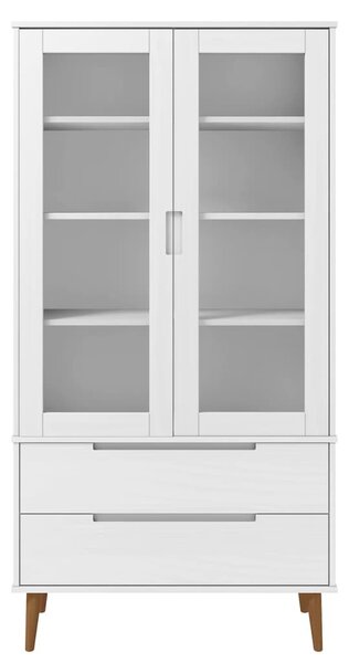 MOLDE fehér tömör fenyőfa vitrin szekrény 90 x 35 x 175 cm