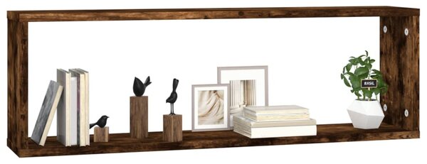 2 db füstös tölgy színű szerelt fa fali kockapolc 80x15x26,5 cm