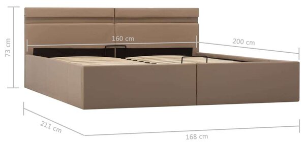 VidaXL kávészínű műbőr LED-es hidraulikus ágykeret 160 x 200 cm